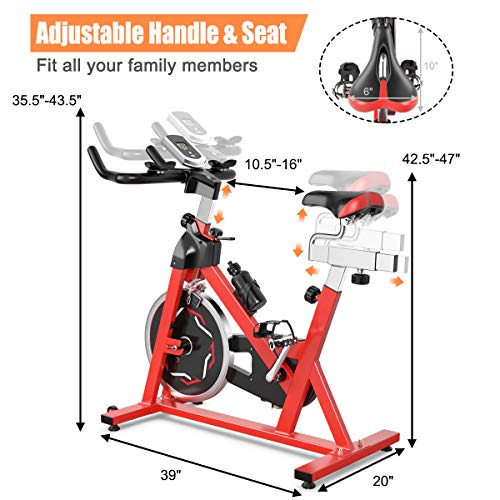 GYMAX Indoor Exercise Bike, 30 LBS Flywheel Adjustable Stationary Cycling Bike with LCD Monitor & Water Kettle, Belt Drive Cardio Training Bike for Home Gym | The Storepaperoomates Retail Market - Fast Affordable Shopping