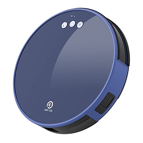 OKP K8 Robot Vacuum and Mop Combo, 2000Pa Super Suction, Integrated Design of Dust Box Water Tank, Self Charging, Robotic Vacuums for Pet Hair, Blue