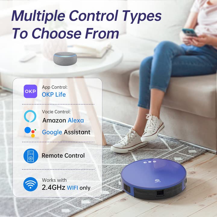 OKP K8 Robot Vacuum and Mop Combo, 2000Pa Super Suction, Integrated Design of Dust Box Water Tank, Self Charging, Robotic Vacuums for Pet Hair, Blue | The Storepaperoomates Retail Market - Fast Affordable Shopping