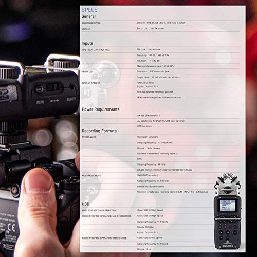 Zoom H5 4-Input / 4-Track Portable Handy Recorder with Interchangeable X/Y Mic Capsule + 32GB Memory Card + Lavalier Condenser Microphone + 4 AA Batteries & Charger + Tabletop Tripod/Handgrip | The Storepaperoomates Retail Market - Fast Affordable Shopping