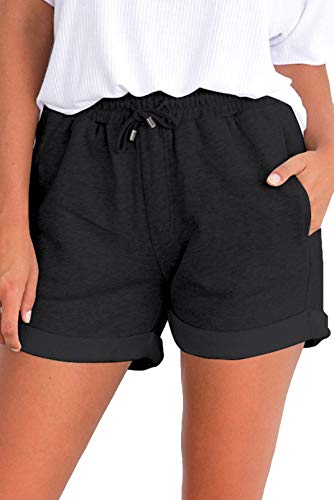 Paitluc Women’s Sports Shorts Mid Waist Slightly Stretchy Light Weight Drawstring Shorts Black Large | The Storepaperoomates Retail Market - Fast Affordable Shopping