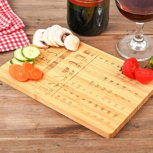 Menesia Mini Bamboo Bar Cutting Board with Juice Groove, 8.5″ Thin Engraved Small Wood Cutting Board, Wooden Camping Chopping Boards with Measurement Kitchen Conversion Chart for Cooking | The Storepaperoomates Retail Market - Fast Affordable Shopping