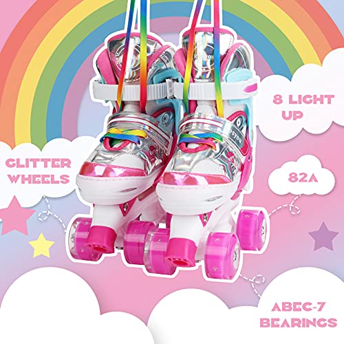 Rosyou Roller Skates for Girls Boys Kids, Roller Skates for Beginners Children Outdoor Indoor Adjustable 4 Sizes with Light Up Wheels, Sports Protective Gear, Toddler Roller Skating Shoes | The Storepaperoomates Retail Market - Fast Affordable Shopping