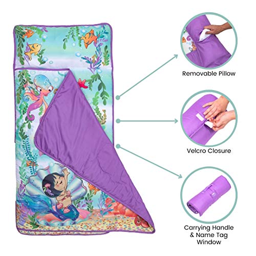 Baby Titi – Toddler Nap Mat with Removable Pillow – Carrying Handle with Straps Closure, Rollup Design, Soft Microfiber for Preschool, Daycare, Travel Sleeping Bag – Ages 2-4 Years (Mermaids) | The Storepaperoomates Retail Market - Fast Affordable Shopping