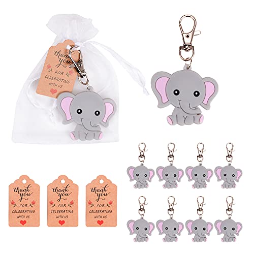luakesa 24 Sets Baby Shower Return Favors Include Pink Elephant Keychains Organza Bags and Thank You Kraft Tags for Baby Shower Theme Gifts Party Supplies | The Storepaperoomates Retail Market - Fast Affordable Shopping