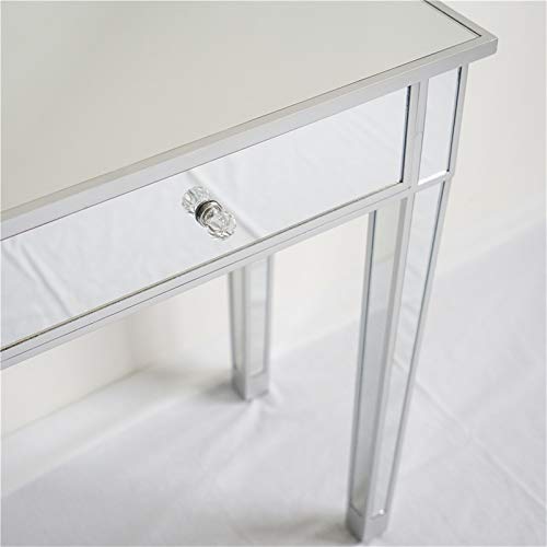 Direct Mirrored Desk Entry Table Console Table with 2 Drawers,Mirrored Makeup Vanity Table Desk for Women Home Office Writing Desk Smooth Finish,Silver | The Storepaperoomates Retail Market - Fast Affordable Shopping