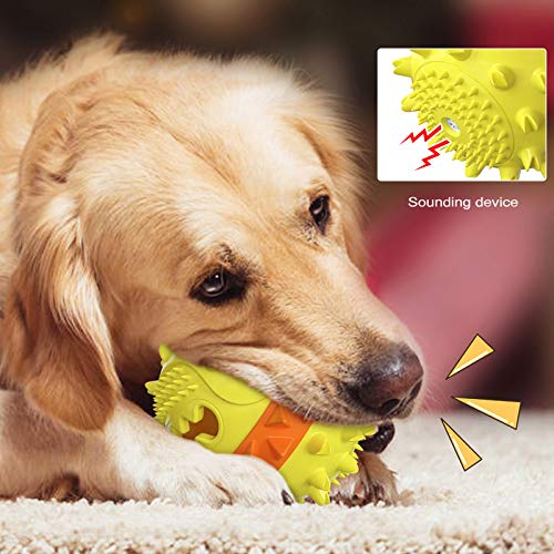 HALOVIE Dog Ball for Small/Medium/Large Dogs, Indestructible Dog Chew Toy Interactive Squeaky Treat Ball (Yellow) | The Storepaperoomates Retail Market - Fast Affordable Shopping