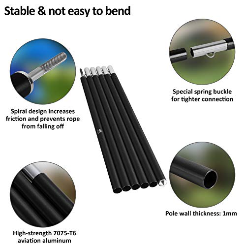 Unigear Telescopic Tent Pole Set of 2 Aluminium Pole for Tarp, Tent, Awning, Camping, Adjustable from 40 cm – 240 cm (Black) | The Storepaperoomates Retail Market - Fast Affordable Shopping