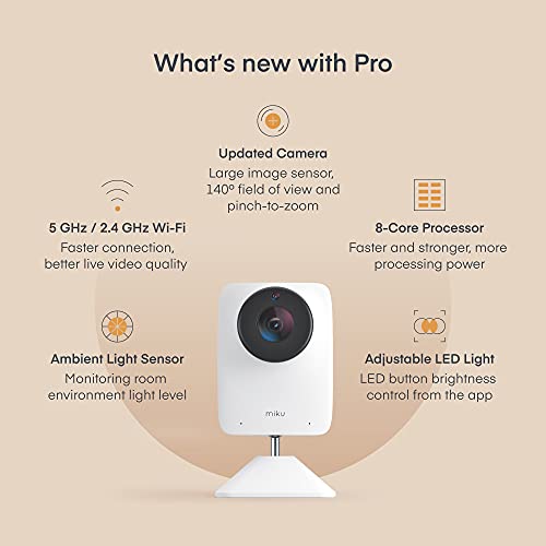 Miku Pro Contact-Free Breathing & Sleep Tracking Monitor – Real-Time Smart Baby Monitor & Wall Mount – HD Video Baby Monitor with Camera & Audio, Night Vision, Humidity & Temperature – Two-Way Talk | The Storepaperoomates Retail Market - Fast Affordable Shopping
