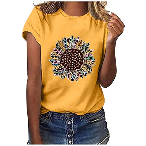 Summer Tops for Women Casual Short Sleeve Loose Fit Sunflower Graphic Tees Vintage Shirts Blouses | The Storepaperoomates Retail Market - Fast Affordable Shopping