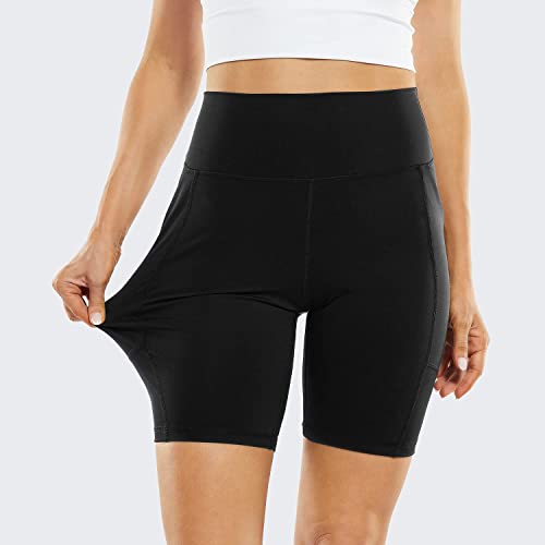 G4Free Yoga Shorts with Pockets for Women High Waist 8″ Athletic Workout Gym Shorts (Black, L) | The Storepaperoomates Retail Market - Fast Affordable Shopping