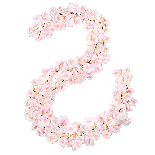 Omldggr 2 Pack Artificial Cherry Blossom Flowers Garland Hanging Vine Garland Flower Garland for Wedding Wreath Wedding Arches for Home Garden Party Outdoor Decor(Pink) | The Storepaperoomates Retail Market - Fast Affordable Shopping
