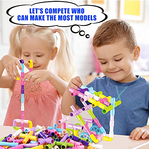 EP EXERCISE N PLAY 175 Piece Pipe Tube Sensory Toys, Tube Locks Construction Building Blocks with Wheels Baseplate, Preschool Educational STEM Building Learning Toys for Kid Ages 3+ | The Storepaperoomates Retail Market - Fast Affordable Shopping