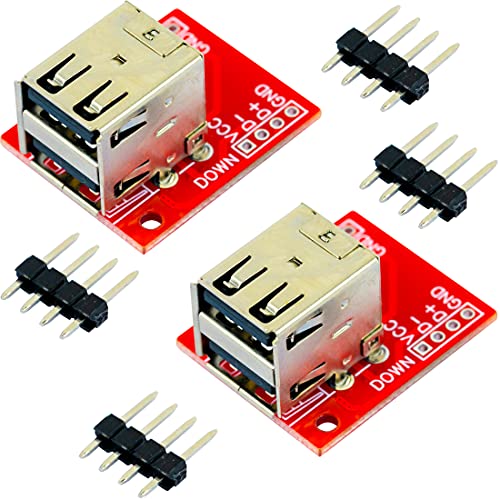 risingsaplings 2pcs USB Type a Female Breakout Board Double Deck with 4pcs 4Pin Straight Pin Header Easy for breadboard DIY