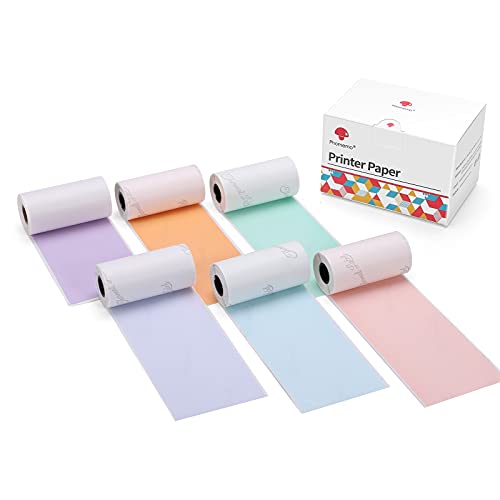 Phomemo 6 Rolls Color Sticker Paper for M02/M02 Pro/M02S/M03 Mini Printer- Black on Green, Orange, Purple, Pink, Blue, Light Purple | The Storepaperoomates Retail Market - Fast Affordable Shopping