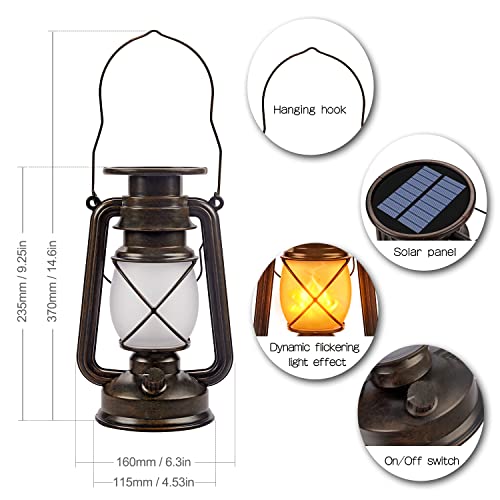 Solar Lantern Outdoor Hanging Solar Lights Dancing Flame Vintage Led Waterproof Camping Lamps, Landscape Decor for Table Patio Garden Yard Pathway Porch 2Pack (Orange Flame) | The Storepaperoomates Retail Market - Fast Affordable Shopping