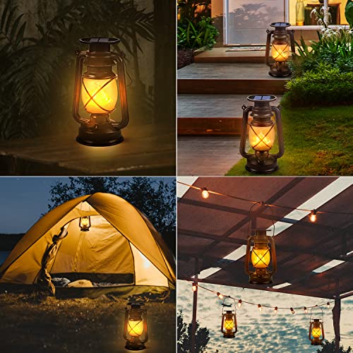 Solar Lantern Outdoor Hanging Solar Lights Dancing Flame Vintage Led Waterproof Camping Lamps, Landscape Decor for Table Patio Garden Yard Pathway Porch 2Pack (Orange Flame) | The Storepaperoomates Retail Market - Fast Affordable Shopping