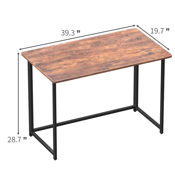 Furmax Office Computer Desk 40 Inch Home Office Folding Writing Table Small Modern Simple Style Sturdy Desk with Stable Metal Frame 3 Sec to Install, Rustic Brown | The Storepaperoomates Retail Market - Fast Affordable Shopping