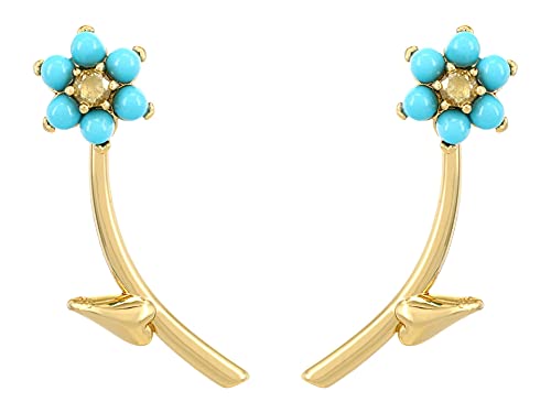 Kate Spade New York Miosotis Flower Ear Jacket Earrings Turquoise One Size | The Storepaperoomates Retail Market - Fast Affordable Shopping