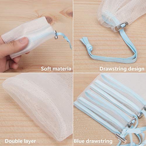Cobahom Soap Bag 6 Pack 6 x 3.5 Inch Mesh Foaming Net Soap Sack Bags Soap Saver Pouch Net Bags with Drawstring for Bath & Shower （Blue） | The Storepaperoomates Retail Market - Fast Affordable Shopping
