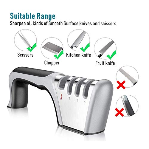 Ychengcom 4 In 1 Knife Sharpener, Four-Level Professional Sharpening Tool Chef Sharpener Quick Repair Non-Slip Base Helps to Polish Blade Scissors Ceramic Knife Steel Knife | The Storepaperoomates Retail Market - Fast Affordable Shopping