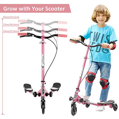 Scooter 3 Wheels LED Light Up Swing Wiggle Speeder for Kids Ages 3-8 with Adjustable Handlebar Height Self-Propelling Drifting Scooter | The Storepaperoomates Retail Market - Fast Affordable Shopping