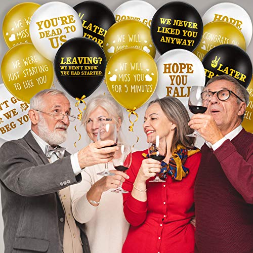45 Pieces 12 Inch Coworker Going Away We Will Miss You Farewell Balloon funny goodbye party later traitor deco Office Balloons Retirement Latex Balloon with 2 Ribbon Colleague (Black, Gold, White) | The Storepaperoomates Retail Market - Fast Affordable Shopping