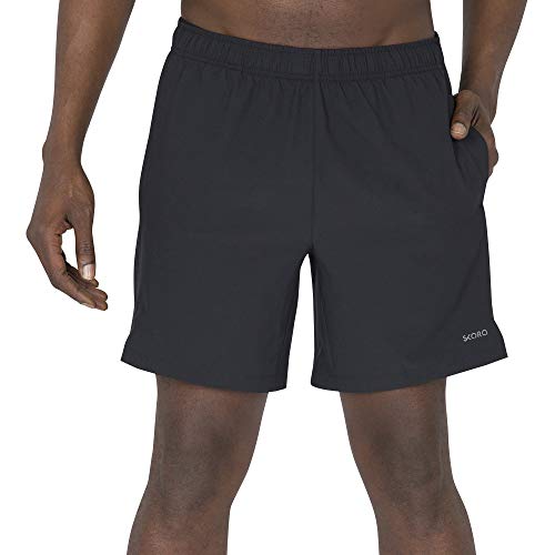 Skora Mens Shorts-Inseam Options Lined and Unlined (Black 7″, Medium)
