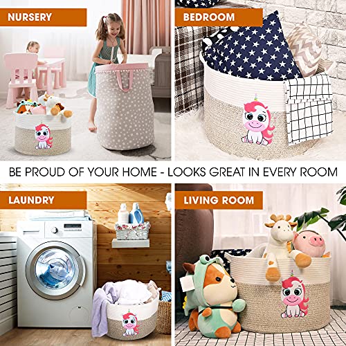 Unicorn Storage Bin – Cotton Rope Basket for Princess Baby Girl Extra Large 20″x12.4″ – Unicorn Toy Box and Toddler Nursery – Woven Laundry Hamper Basket for Blankets, Clothes, Pillow for Living Room | The Storepaperoomates Retail Market - Fast Affordable Shopping