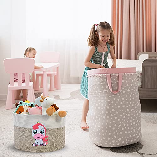 Unicorn Storage Bin – Cotton Rope Basket for Princess Baby Girl Extra Large 20″x12.4″ – Unicorn Toy Box and Toddler Nursery – Woven Laundry Hamper Basket for Blankets, Clothes, Pillow for Living Room | The Storepaperoomates Retail Market - Fast Affordable Shopping