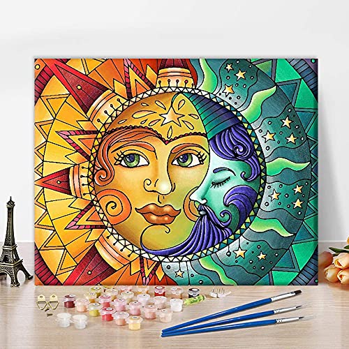Paint by Number for Adults, Tarot Flag Adult Paint by Number Kits on Canvas, The Sun The Moon and The Star DIY Paint by Numbers for Adults with 3 Brushes and Acrylic Pigment, 16″ W x 20″ L(Frameless) | The Storepaperoomates Retail Market - Fast Affordable Shopping