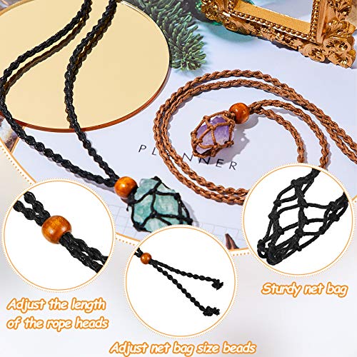 2 Pieces Necklace Cord Empty Stone Holder Replacement Hand-Woven Necklace Cord Necklace Pendent Holder Replacement with Adjustable Length for DIY Jewelry Making Accessories (Black, Brown) | The Storepaperoomates Retail Market - Fast Affordable Shopping