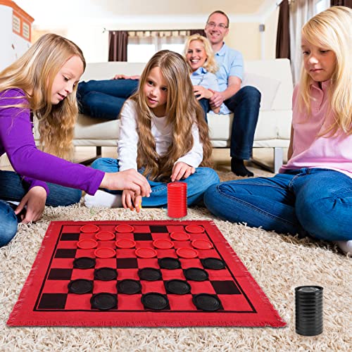 Giant Checkers Board Games 3 in 1 Tic Tac Toe Board Game for Adults & Kids with 24 Checker Pieces Reversible Rug – Indoor and Outdoor Games for Family & Party -Gift Ideas for Teen Boys, Kids & Adults | The Storepaperoomates Retail Market - Fast Affordable Shopping