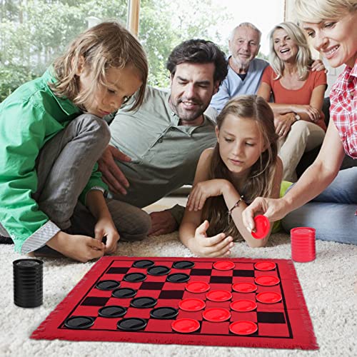 Giant Checkers Board Games 3 in 1 Tic Tac Toe Board Game for Adults & Kids with 24 Checker Pieces Reversible Rug – Indoor and Outdoor Games for Family & Party -Gift Ideas for Teen Boys, Kids & Adults | The Storepaperoomates Retail Market - Fast Affordable Shopping