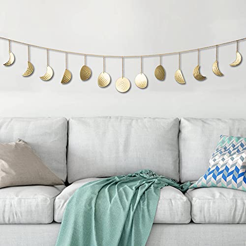 Yankario 55″ Moon Phase Wall Hanging Decor – Hammered Gold Boho Wall Decor 13 Moons – Bohemian Home Room Art Decor for Bedroom, Living Room, Dorm, Apartment and more | The Storepaperoomates Retail Market - Fast Affordable Shopping