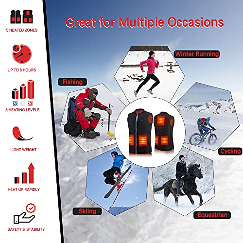 KONCL Heated Vest for Men Women with Battery Pack, USB Electric Heating Vest Rechargeable, Lightweight Warming Clothing Heated Jackets for Outdoor Skiing Hiking Fishing Hunting (X-Large) | The Storepaperoomates Retail Market - Fast Affordable Shopping