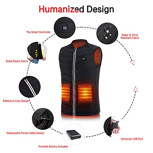 KONCL Heated Vest for Men Women with Battery Pack, USB Electric Heating Vest Rechargeable, Lightweight Warming Clothing Heated Jackets for Outdoor Skiing Hiking Fishing Hunting (X-Large) | The Storepaperoomates Retail Market - Fast Affordable Shopping