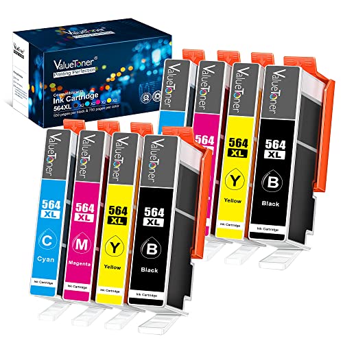 Valuetoner Compatible Ink Cartridge Replacement for HP 564XL 564 XL for Photosmart 5510 5514 Premium B209 B210 Officejet 4610 4620 4622 Deskjet 3070A Printer (Black Cyan Magenta Yellow,8-Pack) | The Storepaperoomates Retail Market - Fast Affordable Shopping