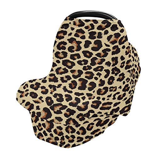 Cheetah Leopard Baby Car Seat Cover Animal Skin Print Nursing Covers Breastfeeding Scarf Infant Carseat Canopy for Mom Baby Gift