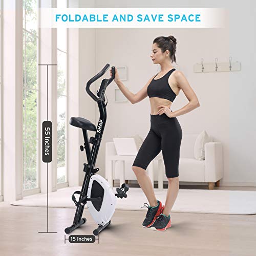 SHAP+ Stationary Folding Exercise Bike with Hight Adjustable , Indoor Upright Foldable Cycling Bike with 8-levels Magnetic Resistance , Tablet Holder and Training Computer for Home Workout , BLACK | The Storepaperoomates Retail Market - Fast Affordable Shopping