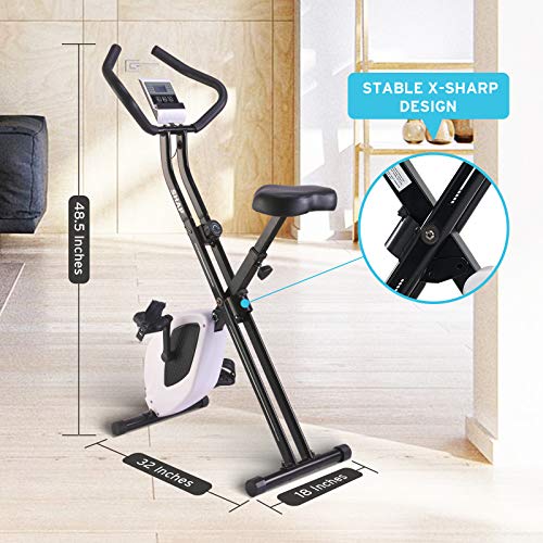 SHAP+ Stationary Folding Exercise Bike with Hight Adjustable , Indoor Upright Foldable Cycling Bike with 8-levels Magnetic Resistance , Tablet Holder and Training Computer for Home Workout , BLACK | The Storepaperoomates Retail Market - Fast Affordable Shopping