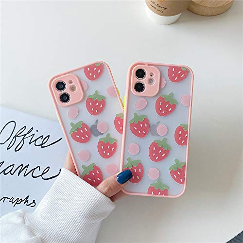 TIANA, Pink Strawberries Phone Case for Apple iPhone 12 Mini 5.4inch Camera Protection TPU Bumper Cover Cute Design Clear Matte PC Back Shockproof Protective Covers for iPhone 12 Mini Cases | The Storepaperoomates Retail Market - Fast Affordable Shopping