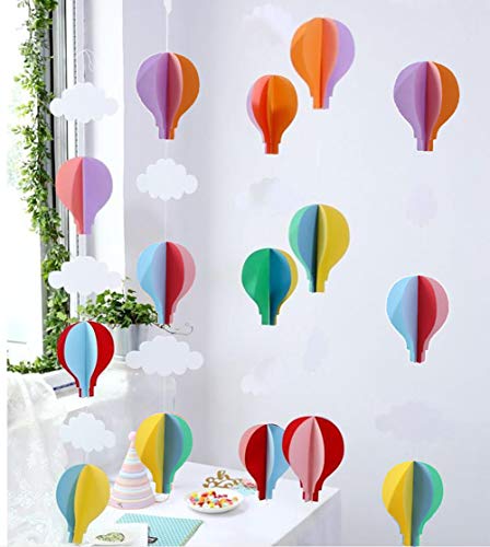 Colorful Hot Air Balloon Hanging Paper Decoration (2pack X 3.3ft),Rainbow Cloud Paper Garland Flower Party Streamers for Kids Door Decoration, Wedding Birthday Party Supplies | The Storepaperoomates Retail Market - Fast Affordable Shopping