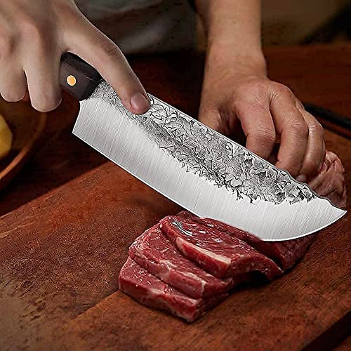 Butcher Knife – 7” Cleaver Knife – Classic combination of Carbon Steel and Wengewood – Chop hogs,deer,chickens – for kitchen,farm,camping – ZENG JIA DAO | The Storepaperoomates Retail Market - Fast Affordable Shopping