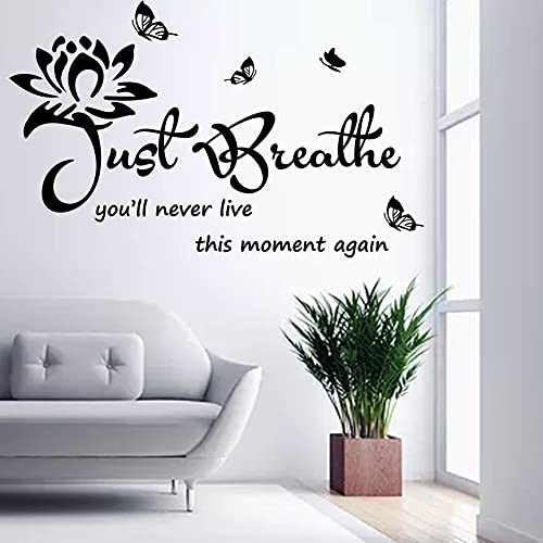 Vinyl Wall Stickers Wall Decor for Living Bedroom Room Yoga Relaxing Nursery House Wall Decals Quotes Inspirational Just Breathe Art Decor Home Decoration. | The Storepaperoomates Retail Market - Fast Affordable Shopping