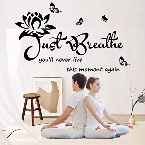 Vinyl Wall Stickers Wall Decor for Living Bedroom Room Yoga Relaxing Nursery House Wall Decals Quotes Inspirational Just Breathe Art Decor Home Decoration. | The Storepaperoomates Retail Market - Fast Affordable Shopping