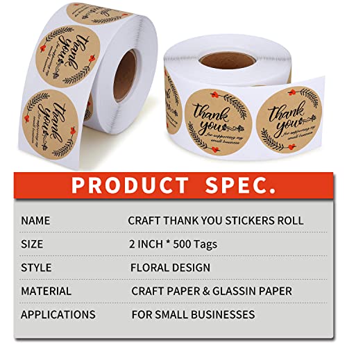 Poxoke Thank You Stickers Small Business Roll 2 Inch 500Count Craft Floral Designed | The Storepaperoomates Retail Market - Fast Affordable Shopping