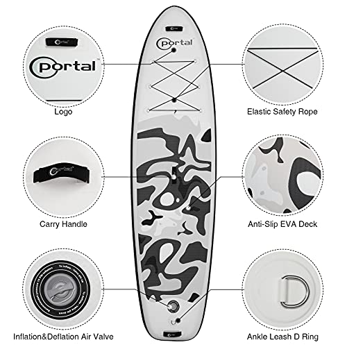 PORTAL Inflatable Stand Up Paddle Board, Yoga Paddle Board for Adult, 10’x32 x6 Stand Up Paddle Board with SUP Accessories Carry Bag, Hand Pump, for Fishing, Surfing, Yoga Touring | The Storepaperoomates Retail Market - Fast Affordable Shopping