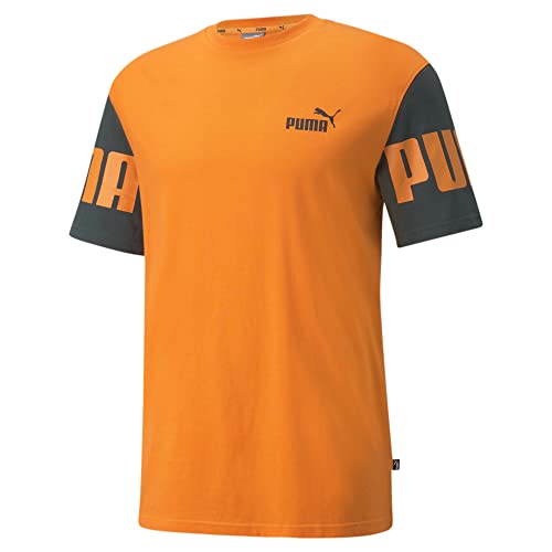 PUMA mens Puma Power Colorblock Tee T Shirt, Vibrant Orange, Large US | The Storepaperoomates Retail Market - Fast Affordable Shopping
