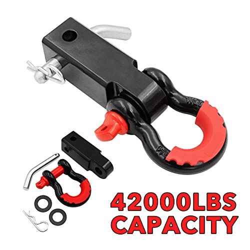 Shackle Hitch Receiver, 2 inch 42000 Lbs Maximum Break Strength, Solid with 3/4” D Ring, Heavy Duty Towing Hitch Receivers, Never Rust, Best Towing Accessories for Vehicle Recovery Off-Road | The Storepaperoomates Retail Market - Fast Affordable Shopping